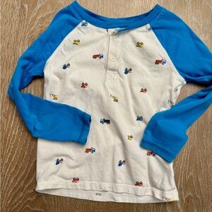 Amazon Essentials Henley baseball style shirts, 1 w/ trucks & 1 blue/gray, sz 5